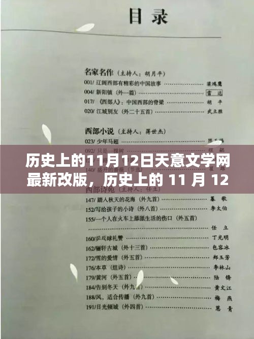 歷史上的11月12日，天意文學(xué)網(wǎng)改版回顧與影響