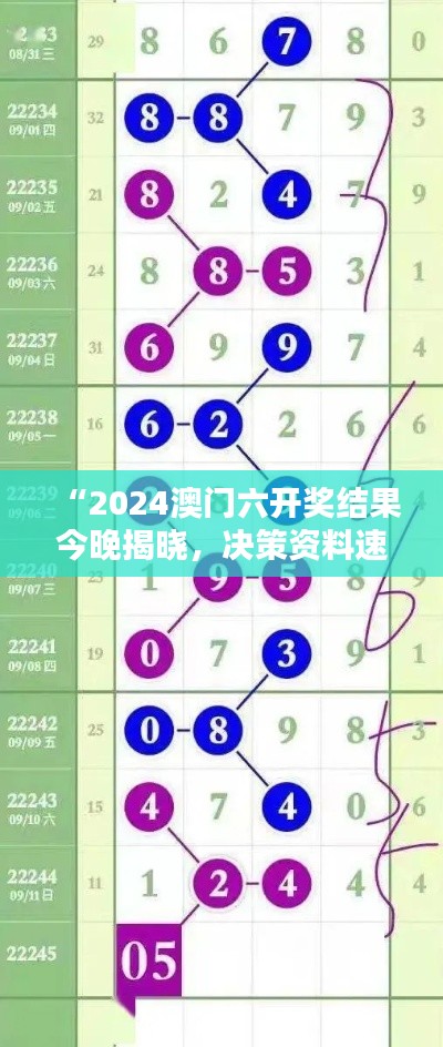 “2024澳門六開獎結(jié)果今晚揭曉，決策資料速成版XIS342.33發(fā)布”