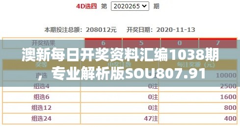 澳新每日開獎資料匯編1038期，專業(yè)解析版SOU807.91