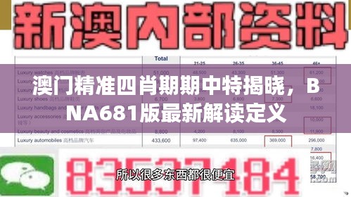 澳門精準(zhǔn)四肖期期中特揭曉，BNA681版最新解讀定義
