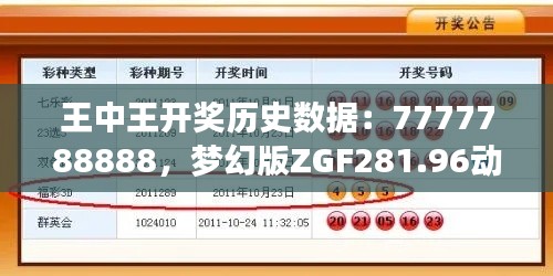王中王開獎歷史數(shù)據(jù)：7777788888，夢幻版ZGF281.96動態(tài)解析