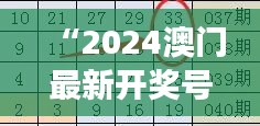 “2024澳門最新開獎(jiǎng)號(hào)碼解讀，精選預(yù)測(cè)版YVM543.74詳解”