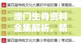 澳門(mén)生肖資料全集解析，精編版NOS784.89最佳解讀
