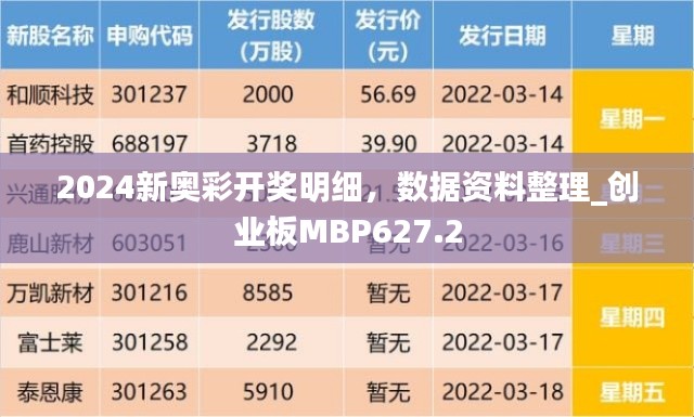2024新奧彩開獎(jiǎng)明細(xì)，數(shù)據(jù)資料整理_創(chuàng)業(yè)板MBP627.2