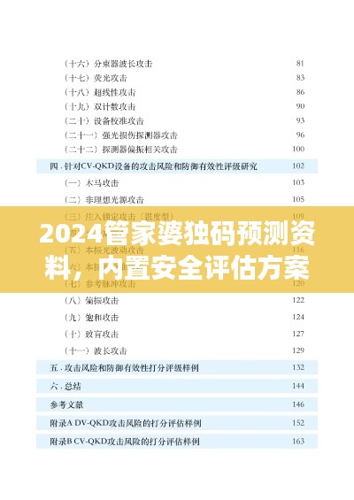 2024管家婆獨(dú)碼預(yù)測(cè)資料，內(nèi)置安全評(píng)估方案DPV19.31