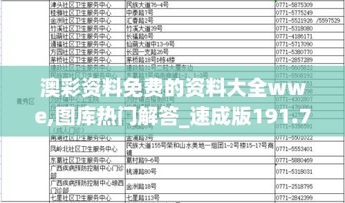澳彩資料免費(fèi)的資料大全wwe,圖庫(kù)熱門(mén)解答_速成版191.78
