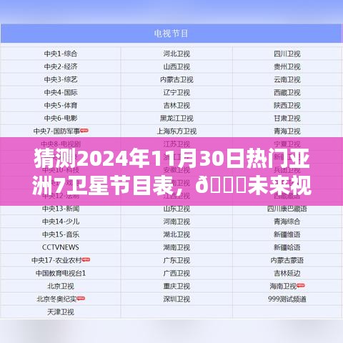 ??揭秘未來視界，亞洲七衛(wèi)星節(jié)目表的高科技魅力與極致體驗(yàn)預(yù)測（2024年11月30日版）?