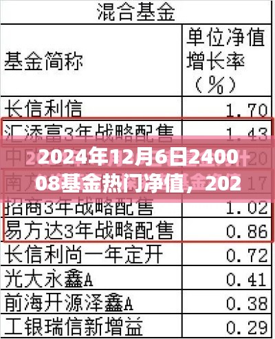 探尋基金熱門凈值背后的故事，以基金代碼240008為例（2024年12月6日）