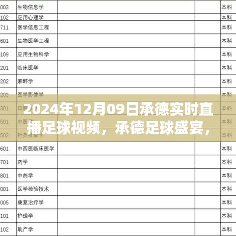 承德足球盛宴，實時直播足球視頻解析（日期，2024年12月09日）
