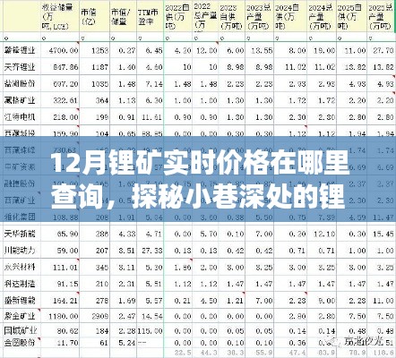 探秘小巷深處的鋰礦寶藏，十二月實(shí)時(shí)價(jià)格一網(wǎng)打盡！
