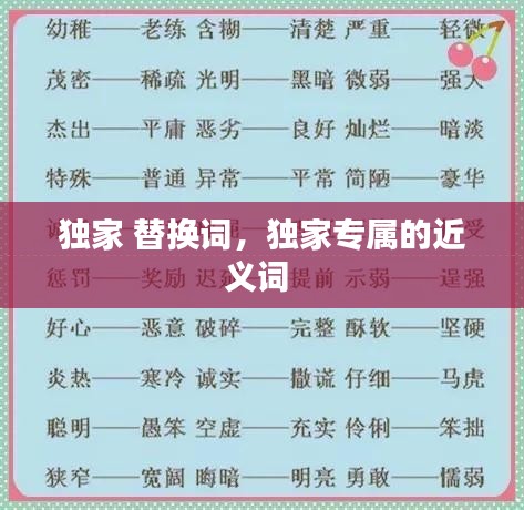 獨(dú)家 替換詞，獨(dú)家專屬的近義詞 