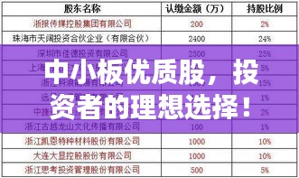 中小板優(yōu)質(zhì)股，投資者的理想選擇！