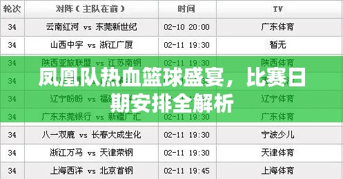 鳳凰隊熱血籃球盛宴，比賽日期安排全解析