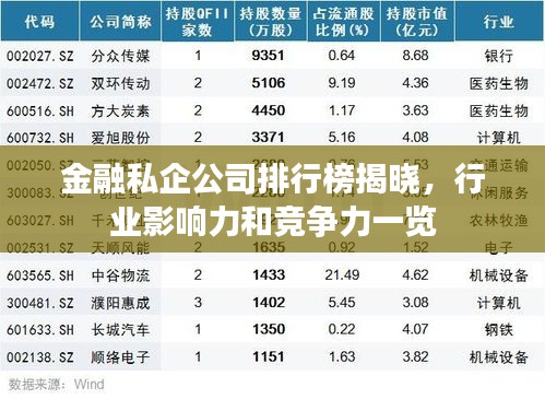 金融私企公司排行榜揭曉，行業(yè)影響力和競爭力一覽