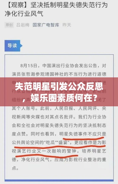 失范明星引發(fā)公眾反思，娛樂圈素質(zhì)何在？