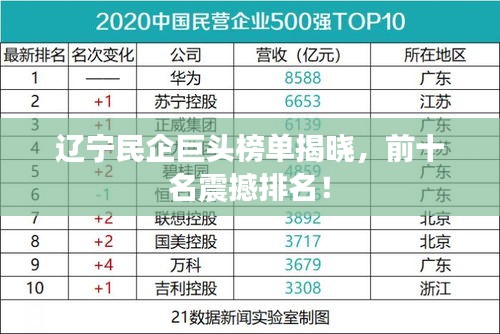 遼寧民企巨頭榜單揭曉，前十名震撼排名！