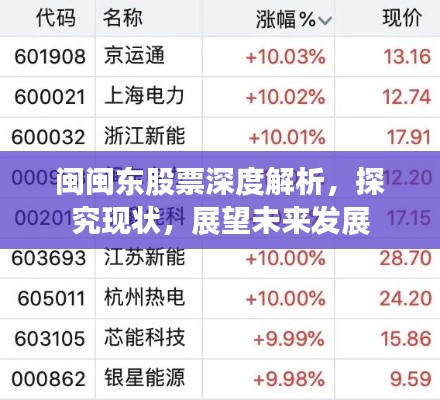 閩閩東股票深度解析，探究現(xiàn)狀，展望未來發(fā)展