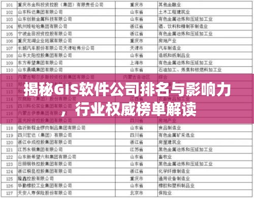 揭秘GIS軟件公司排名與影響力，行業(yè)權(quán)威榜單解讀