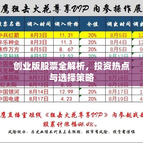 創(chuàng)業(yè)版股票全解析，投資熱點與選擇策略