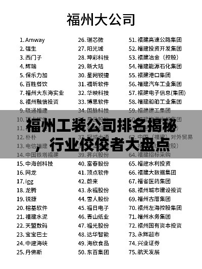 福州工裝公司排名揭秘，行業(yè)佼佼者大盤(pán)點(diǎn)