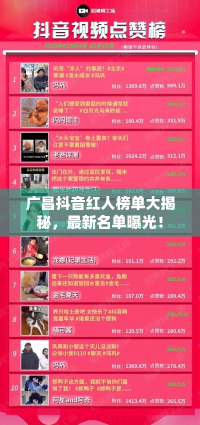 廣昌抖音紅人榜單大揭秘，最新名單曝光！