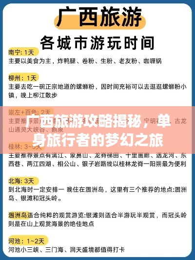 廣西旅游攻略揭秘，單身旅行者的夢(mèng)幻之旅