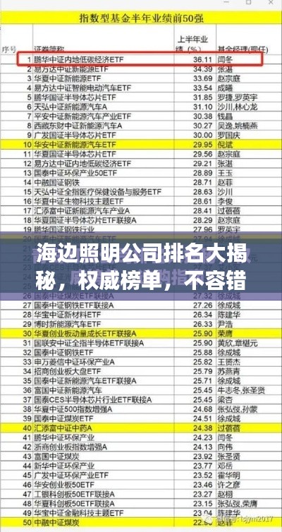 海邊照明公司排名大揭秘，權威榜單，不容錯過！